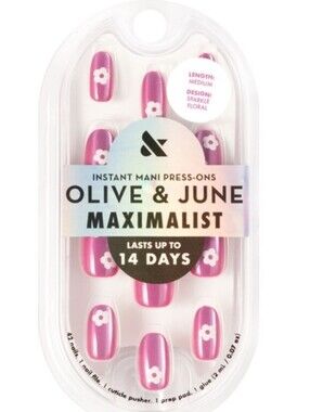 NIB Olive & June Instant Mani Maximalist Press On Nails, Sparkle Floral